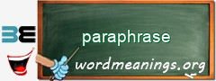 WordMeaning blackboard for paraphrase